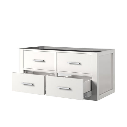 White Midcentury Wall Hung Bathroom Vanity - 36"