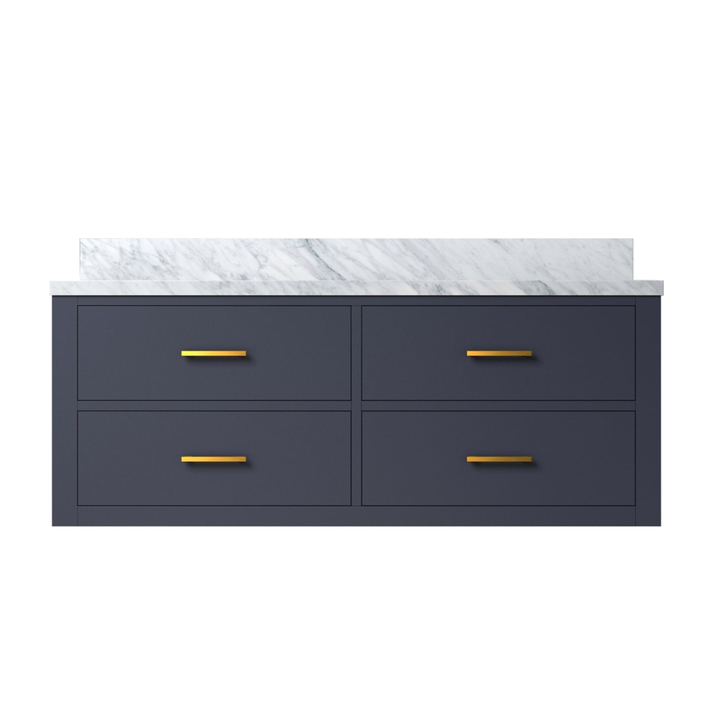 Blue Bathroom Vanity with Carrara Marble Top, 48" Wide