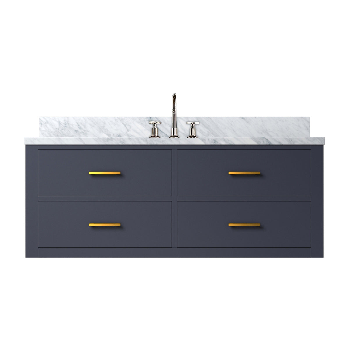 Blue Bathroom Vanity with Carrara Marble Top