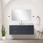 Blue Single Bath Vanity 48 in. W x 22 in. D, Carrara Marble Top, and Faucet Set