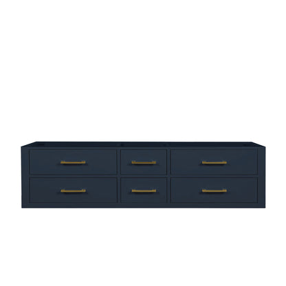 Blue Double Bath Vanity - 72 Inch Wall Hung Storage Cabinet for Bathroom