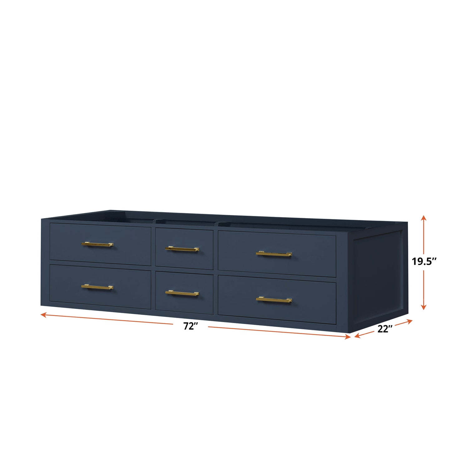Blue Double Bath Vanity - 72 Inch Wall Hung Storage Cabinet for Bathroom