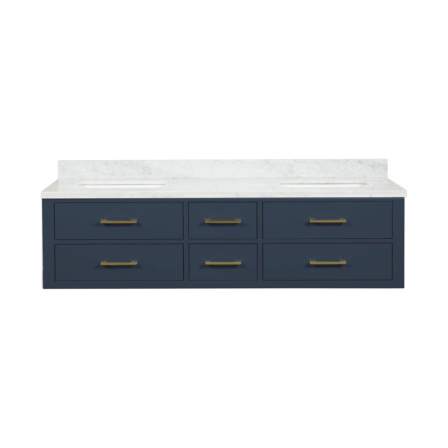 Blue 72-inch Bathroom Vanity with Carrara Marble Top