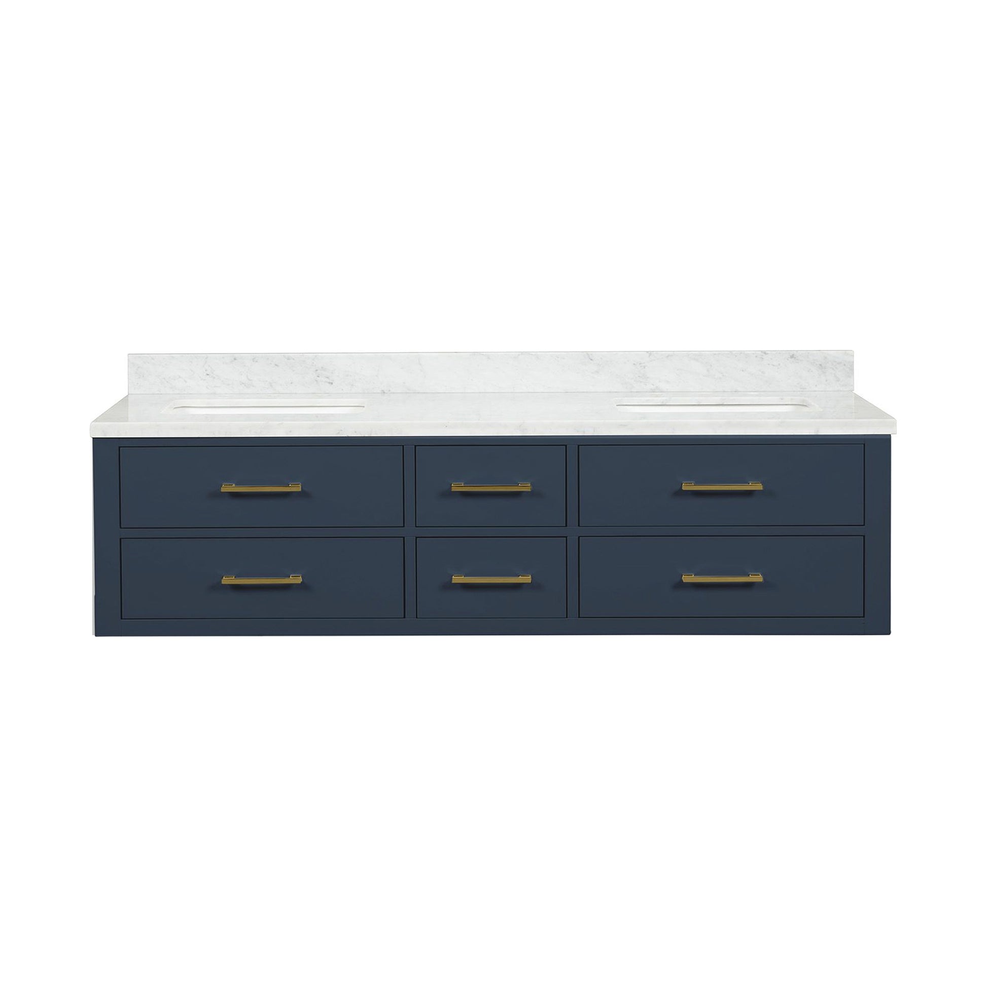 Blue 72-inch Bathroom Vanity with Carrara Marble Top