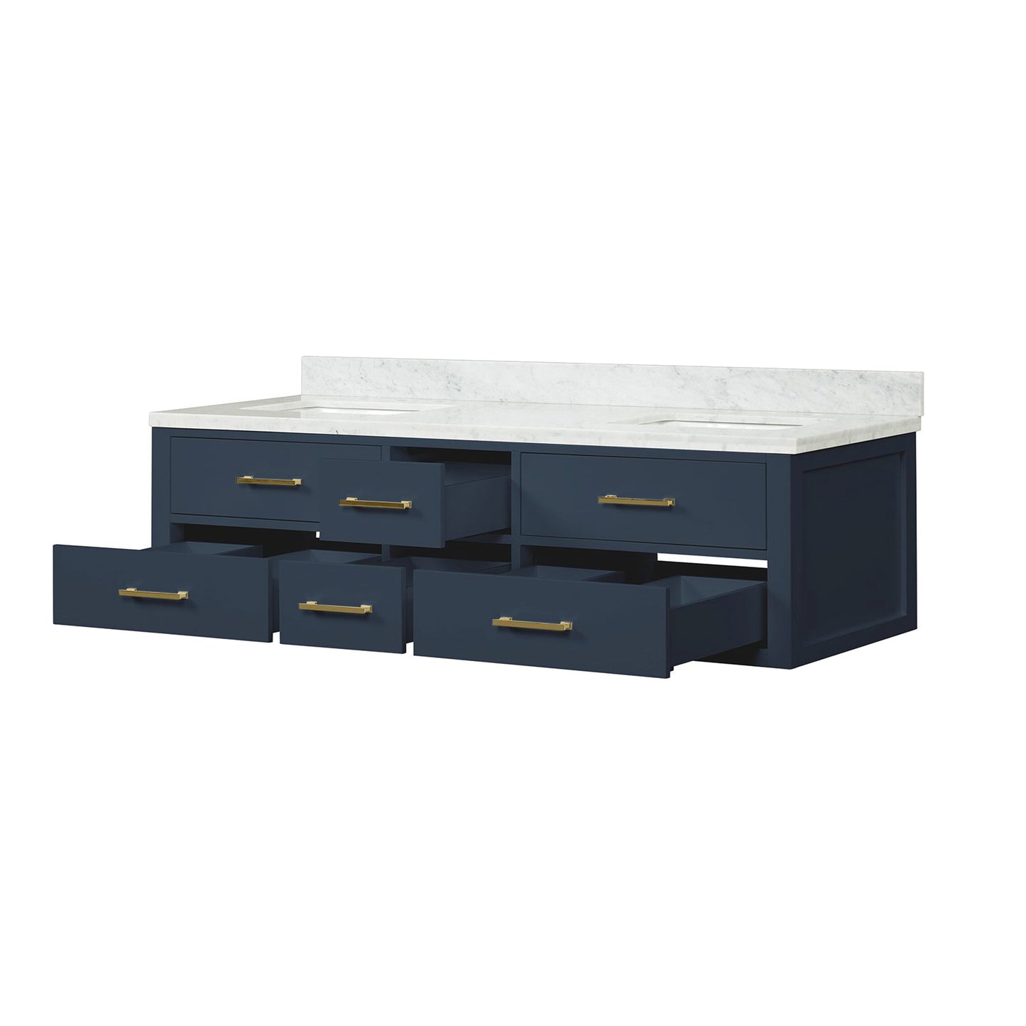Blue 72-inch Bathroom Vanity with Carrara Marble Top