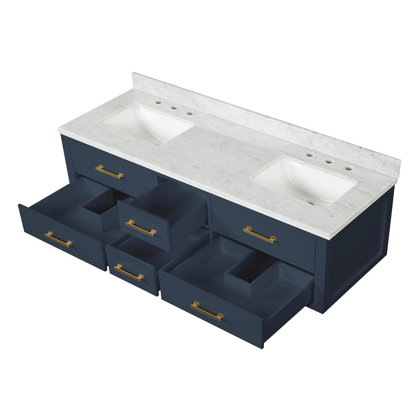 Blue 72-inch Bathroom Vanity with Carrara Marble Top