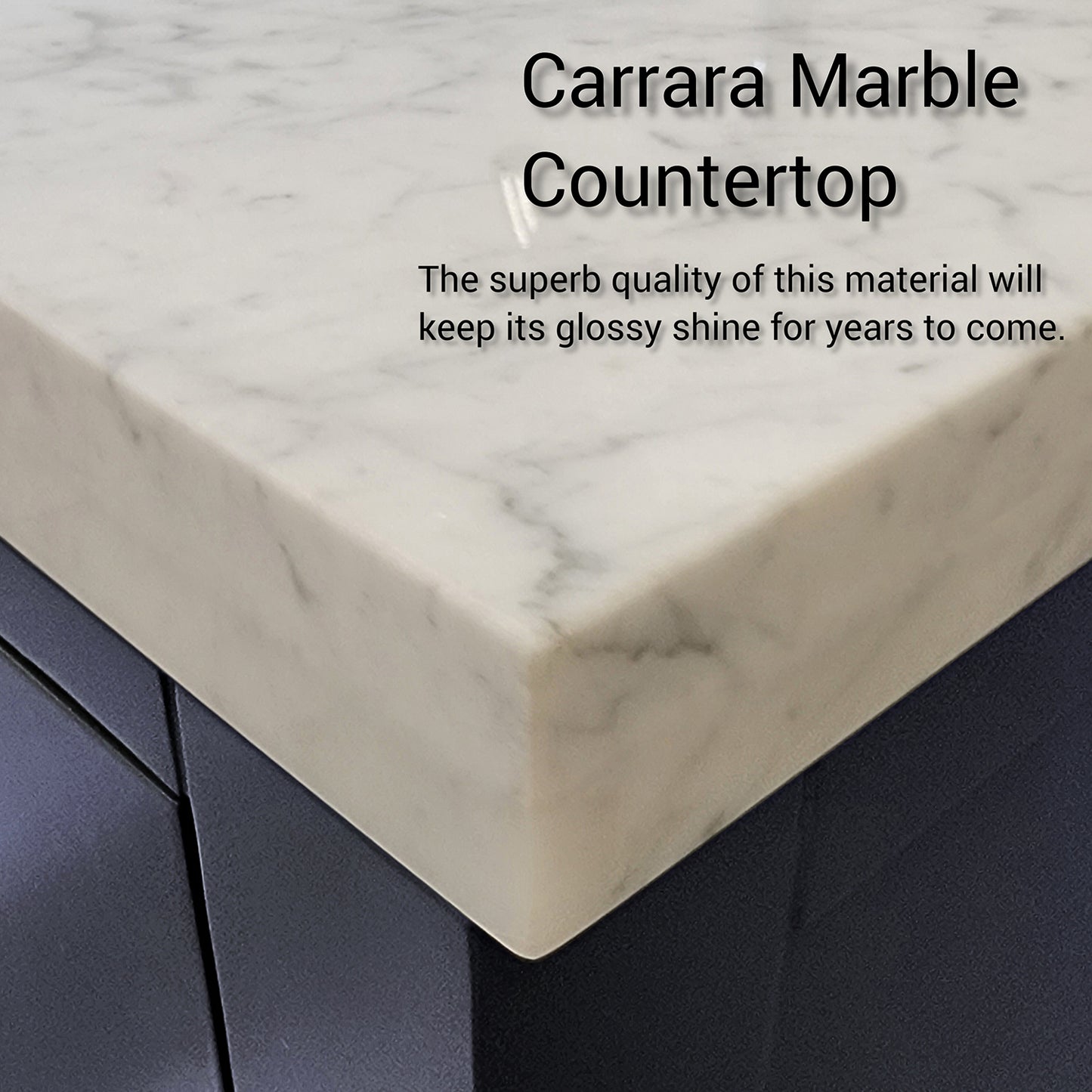 Blue Double Bath Vanity with Carrara Marble Top & Faucet