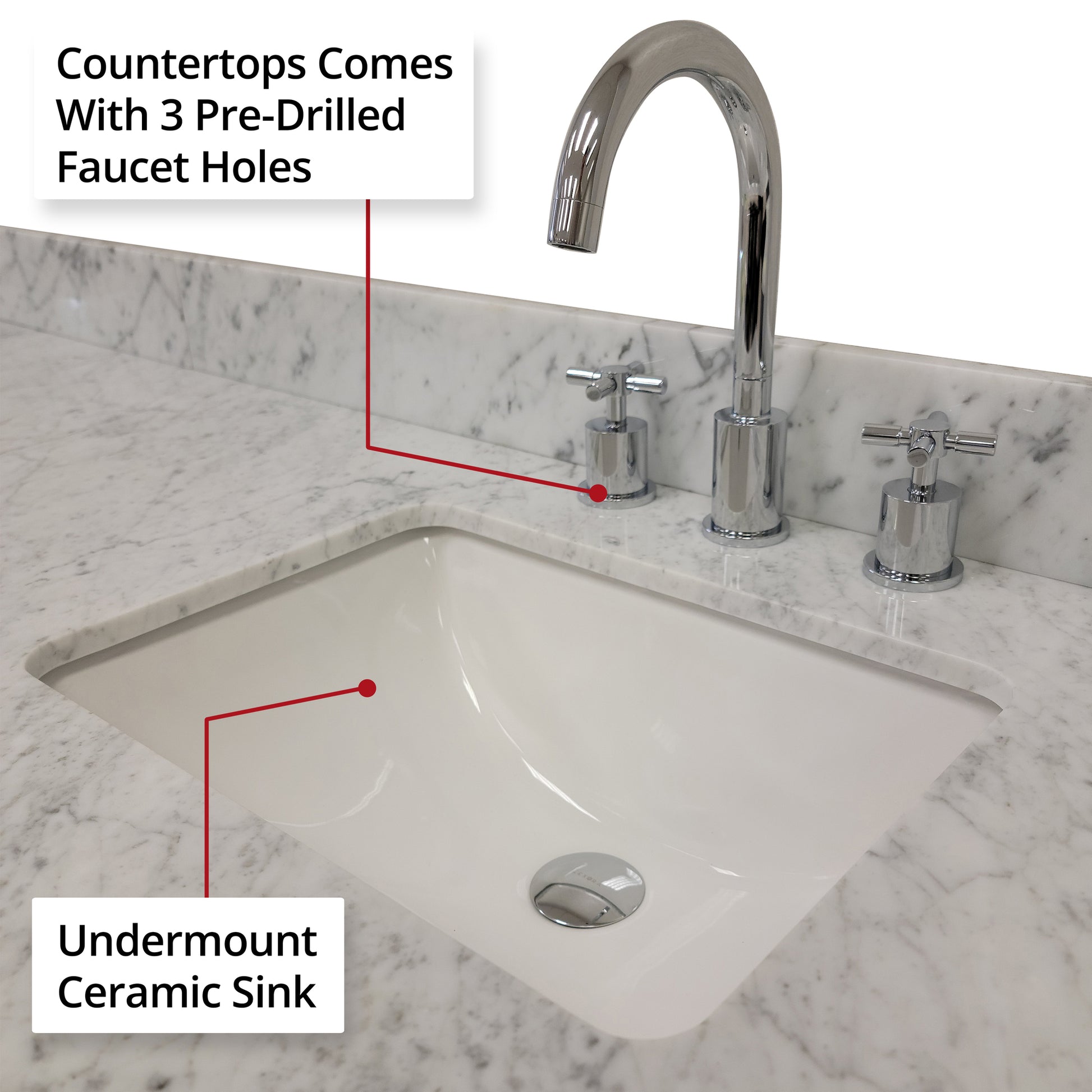 Blue Double Bath Vanity with Carrara Marble Top & Faucet