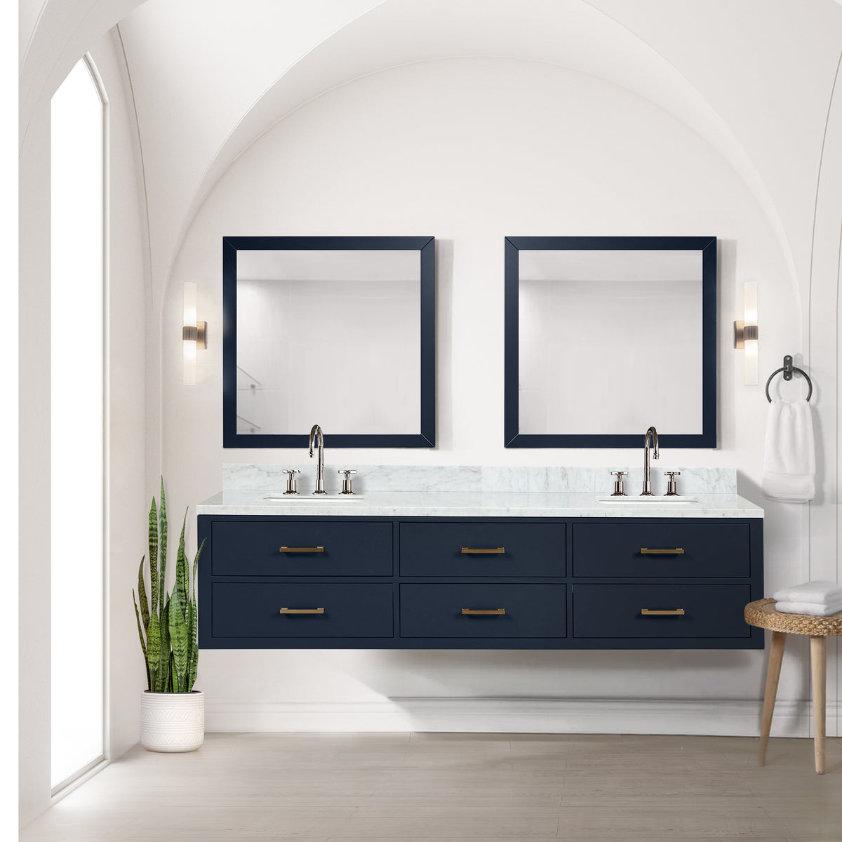 Blue Double Bath Vanity with Storage - 80" Wide for Bathroom