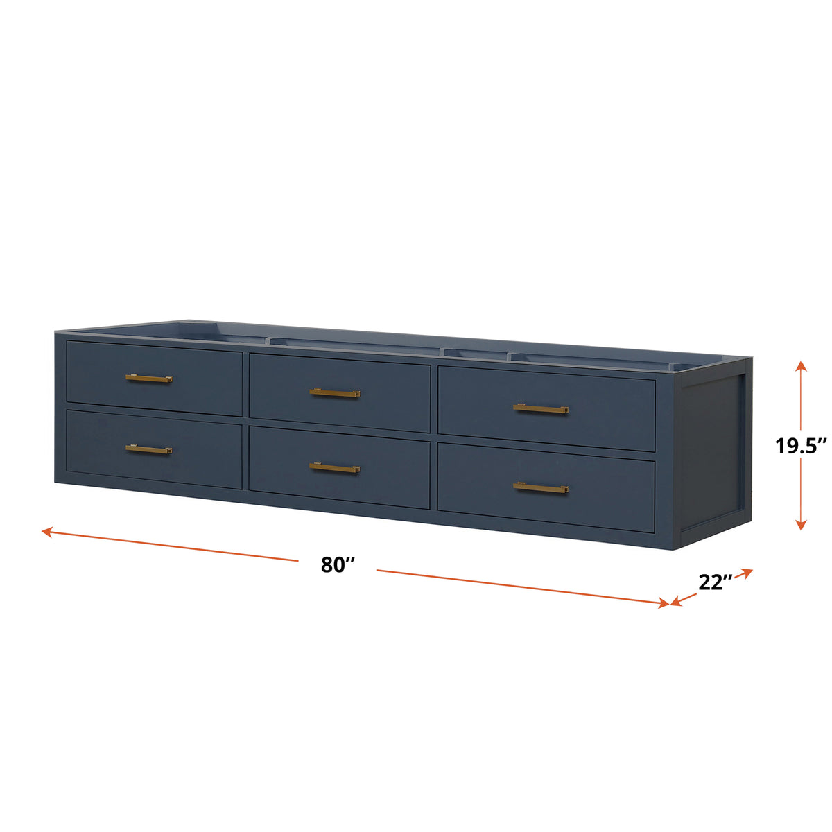 Blue Double Bath Vanity with Storage - 80" Wide for Bathroom