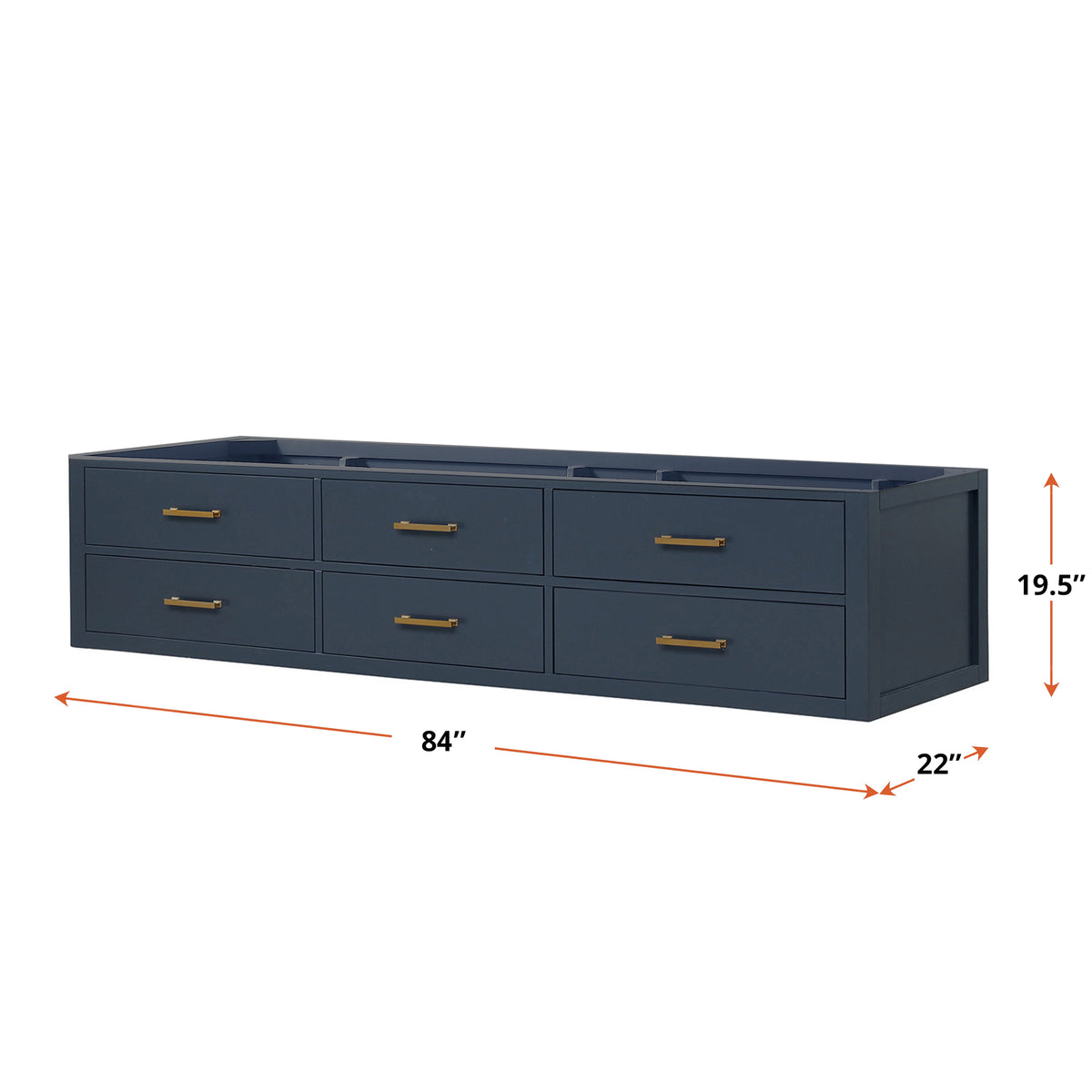 Blue Double Bath Vanity - 84" W x 22" D with Storage