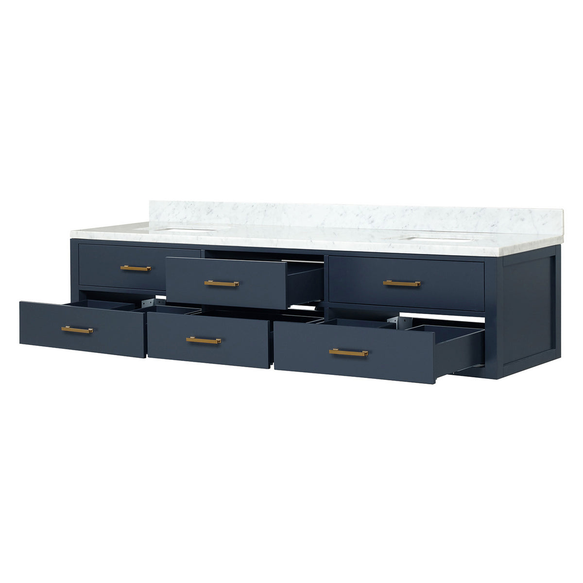 Blue Double Bath Vanity - Storage & Routine