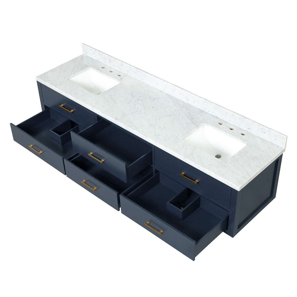 Blue Double Bath Vanity - Storage & Routine