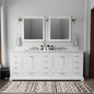 White Double Bath Vanity 84 in. W x 22 in. D, Cultured Marble Top, and Faucet Set