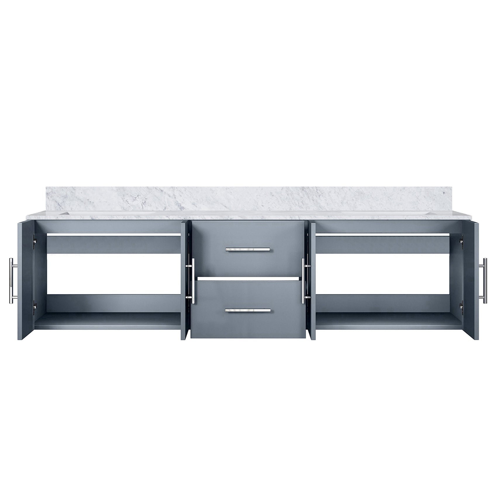 Dark Grey Bathroom Vanity with Marble Top - 72" Wide
