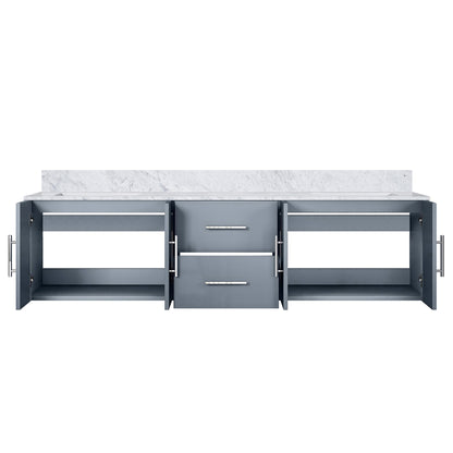 Dark Grey Bathroom Vanity with Marble Top - 72" Wide