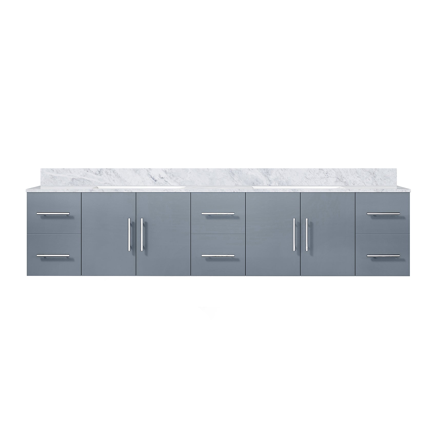 Dark Grey Bathroom Vanity with Marble Top - 84" Wide