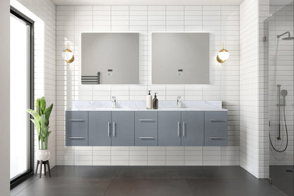 Dark Grey Bathroom Vanity with Marble Top - 84" Wide
