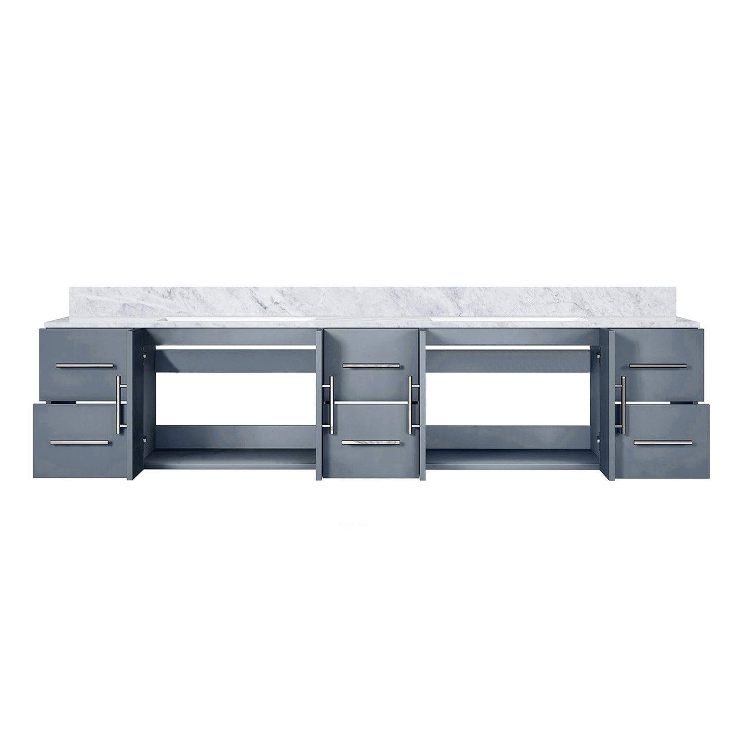 Dark Grey Bathroom Vanity with Marble Top - 84" Wide