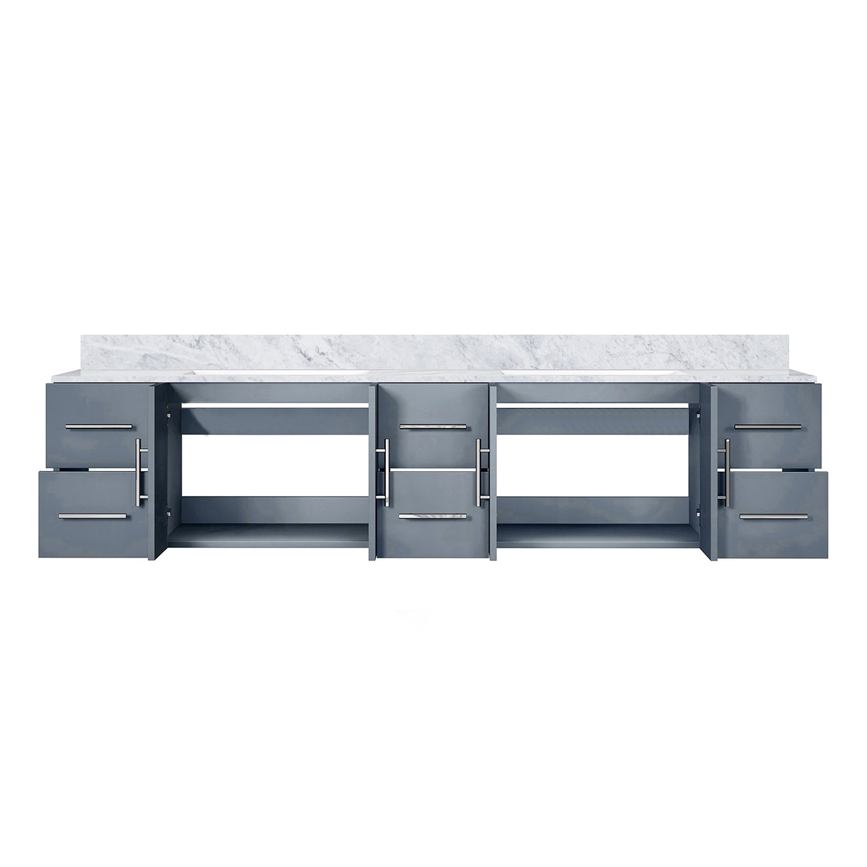 Dark Grey Bathroom Vanity with Marble Top - 84" Wide