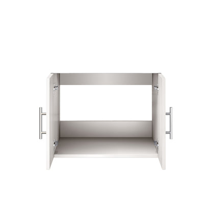 Glossy White Bathroom Vanity with Storage - 24 Inch Wide