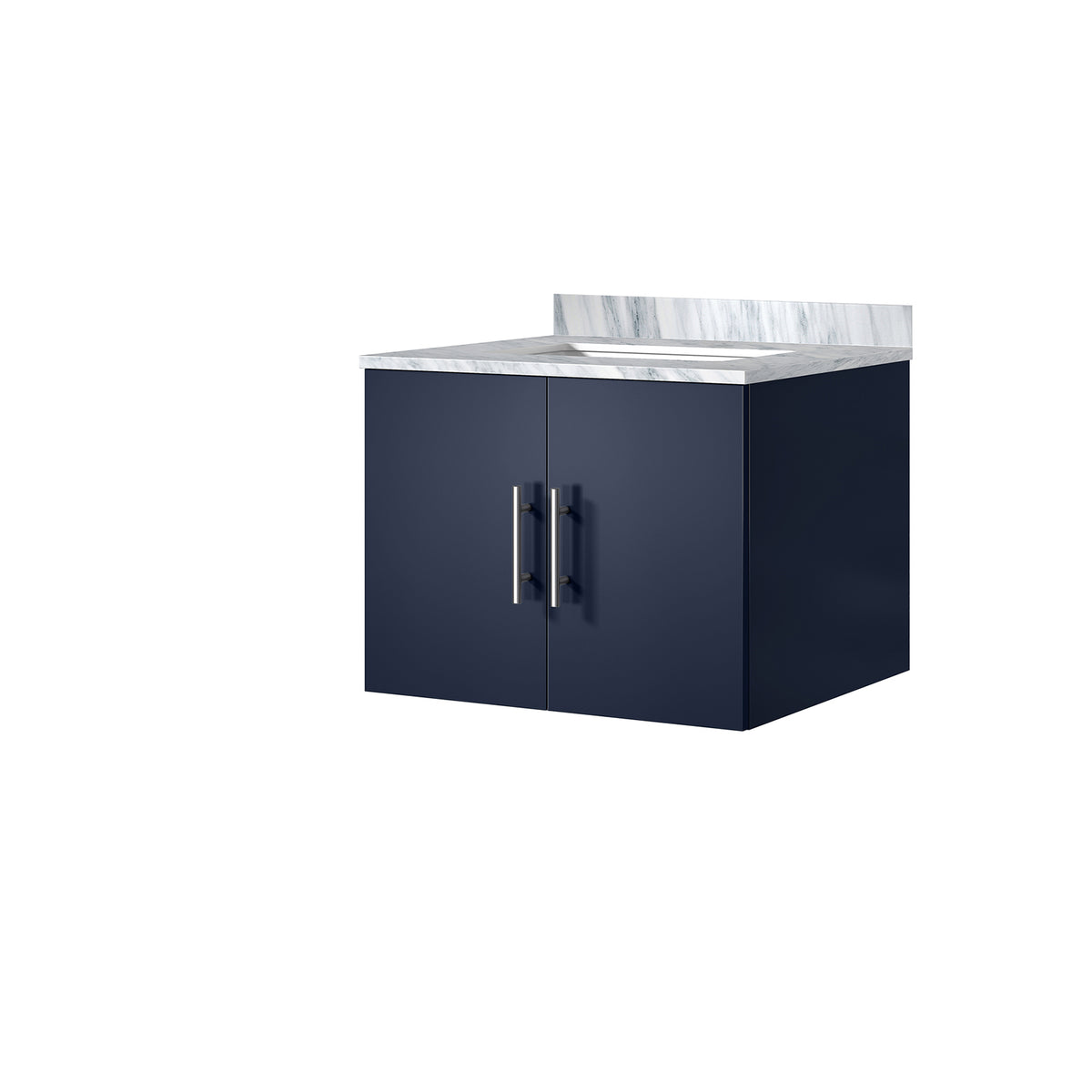 Navy Blue Bath Vanity with Marble Top - 24" Storage