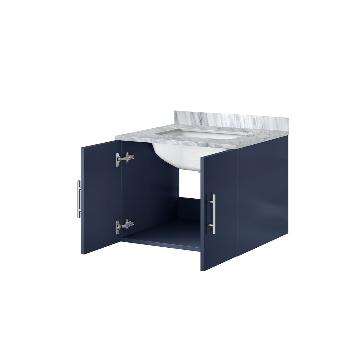 Navy Blue Bath Vanity with Marble Top - 24" Storage