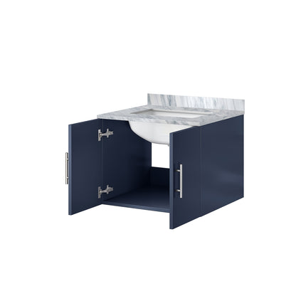 Navy Blue Bath Vanity with Marble Top - 24" Storage