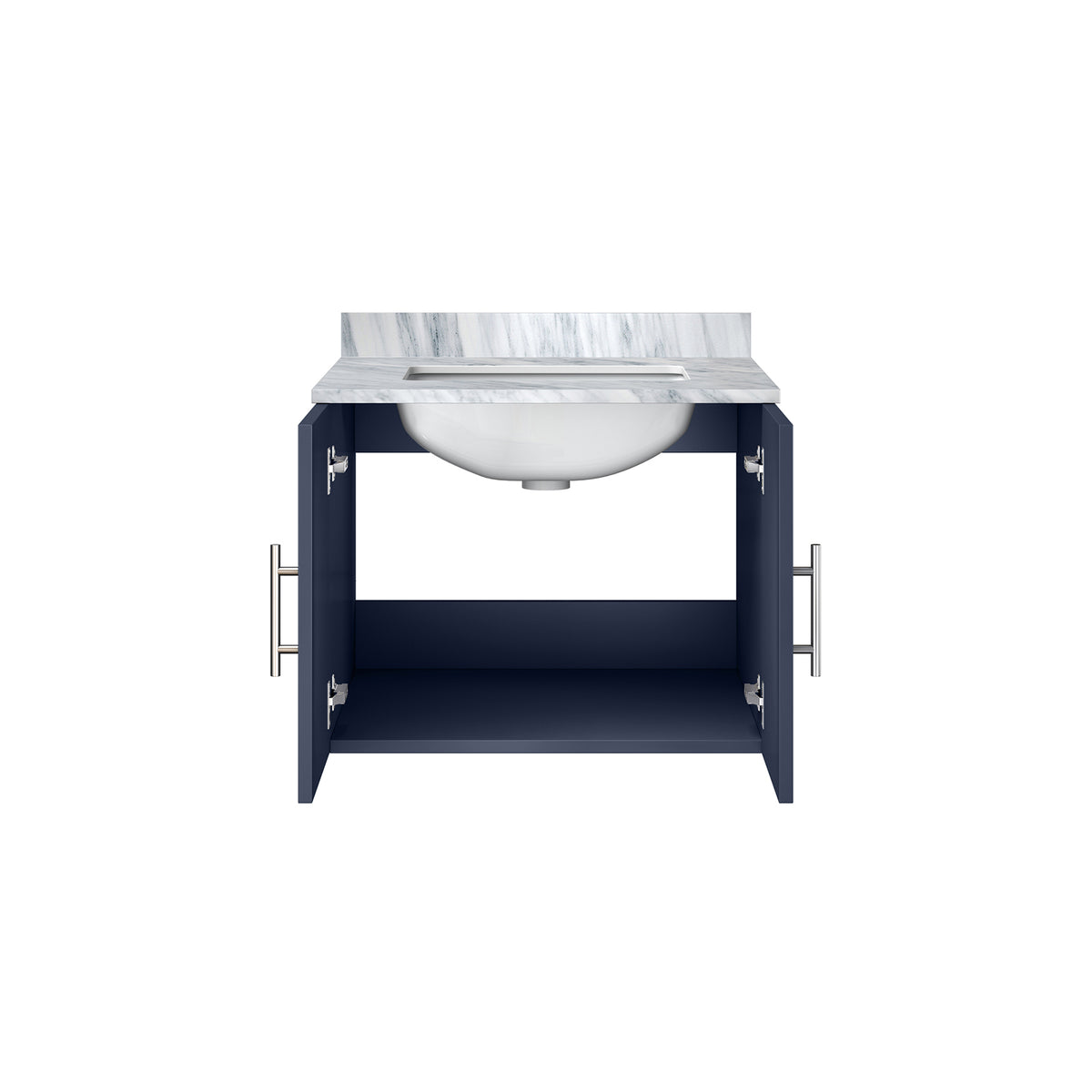 Navy Blue Bath Vanity with Marble Top - 24" Storage