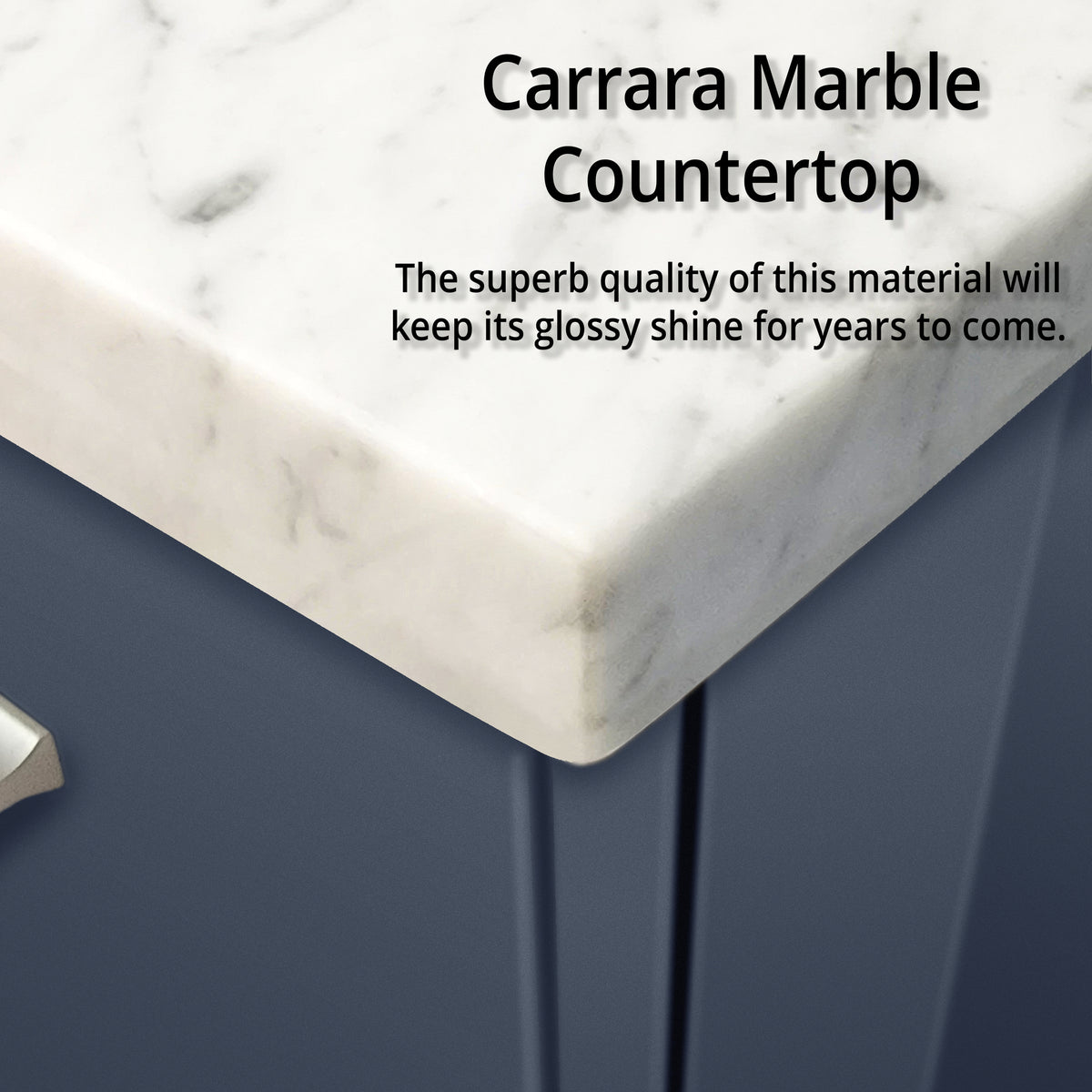 Navy Blue Bath Vanity with Marble Top - 24" Storage