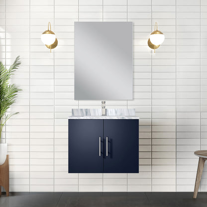 Navy Blue Bath Vanity 24 in. W x 22 in. D, with Carrara Marble Top