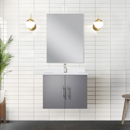 Dark Grey Bath Vanity 24 in. W x 22 in. D, White Quartz Top, and Faucet Set