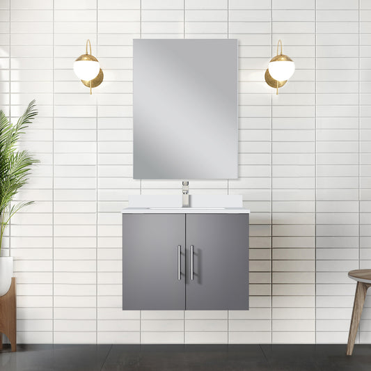 Dark Grey Bath Vanity 24 in. W x 22 in. D, White Quartz Top, and Faucet Set