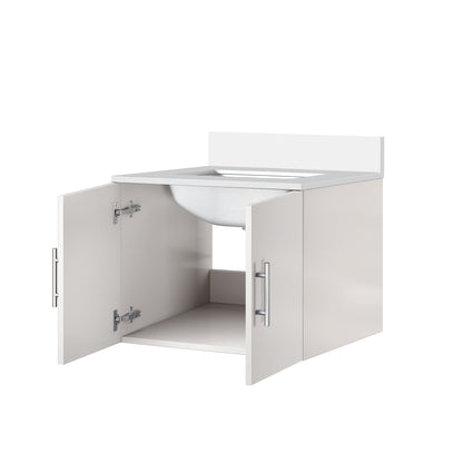 Glossy White Bathroom Vanity with Storage