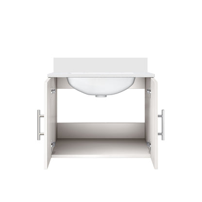 Glossy White Bathroom Vanity with Storage