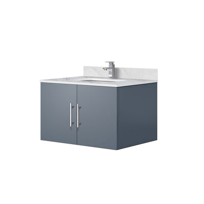 Dark Grey Bath Vanity with Marble Top & Faucet - Storage Solution