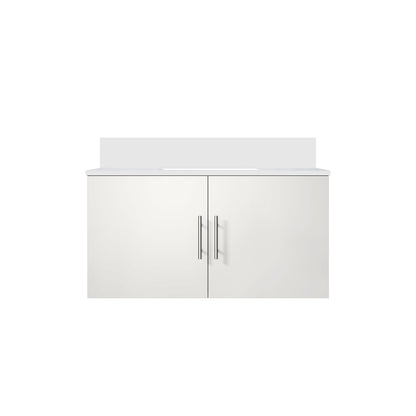 Glossy White Bathroom Vanity with Quartz Top