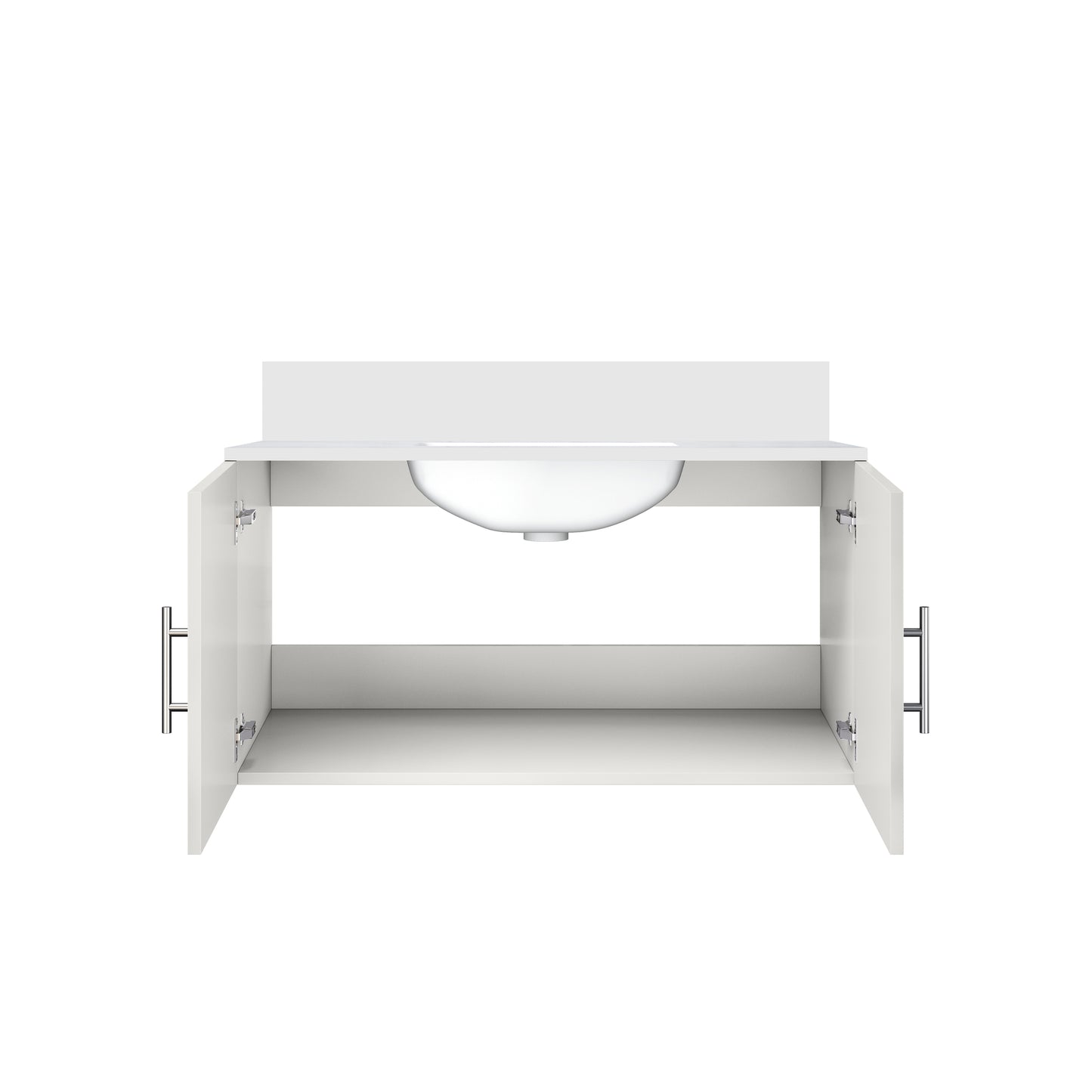 Glossy White Bathroom Vanity with Quartz Top