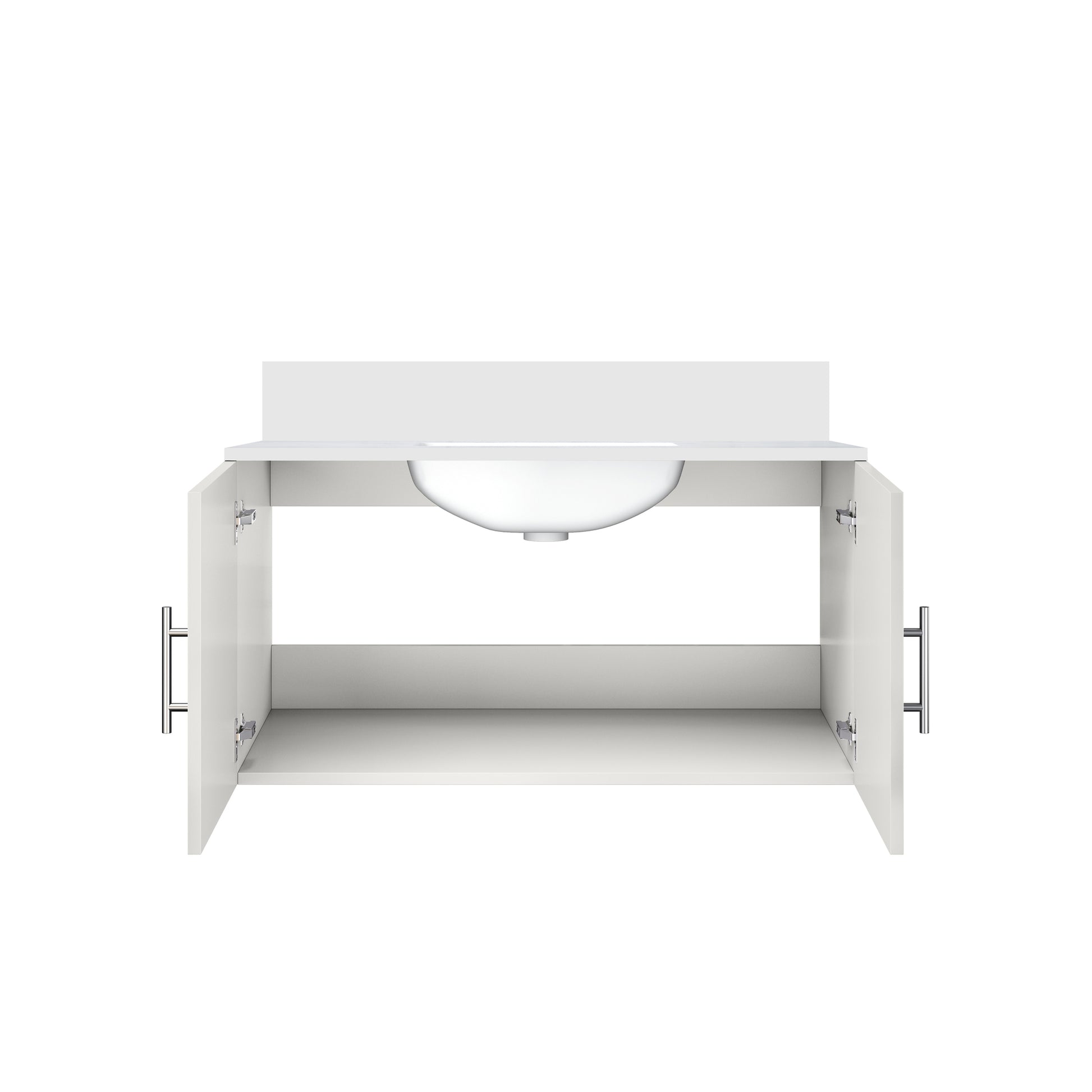 Glossy White Bathroom Vanity with Quartz Top