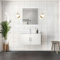 Glossy White Bathroom Vanity with Quartz Top & Faucet