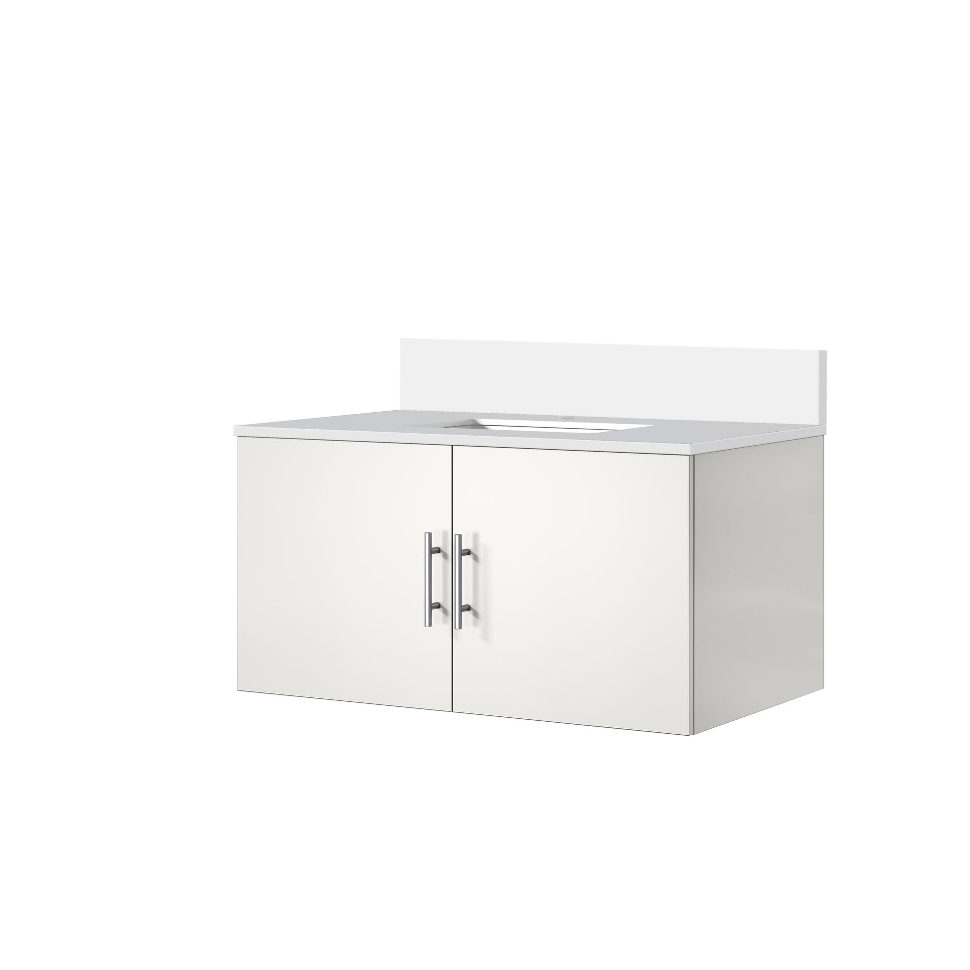 Glossy White Bathroom Vanity with Storage
