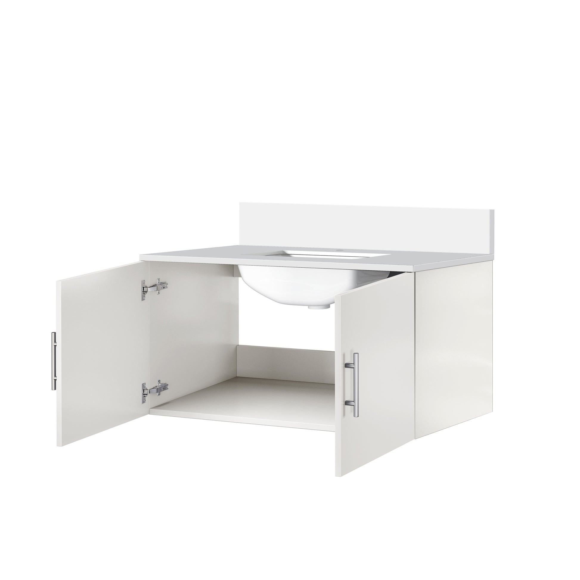 Glossy White Bathroom Vanity with Storage