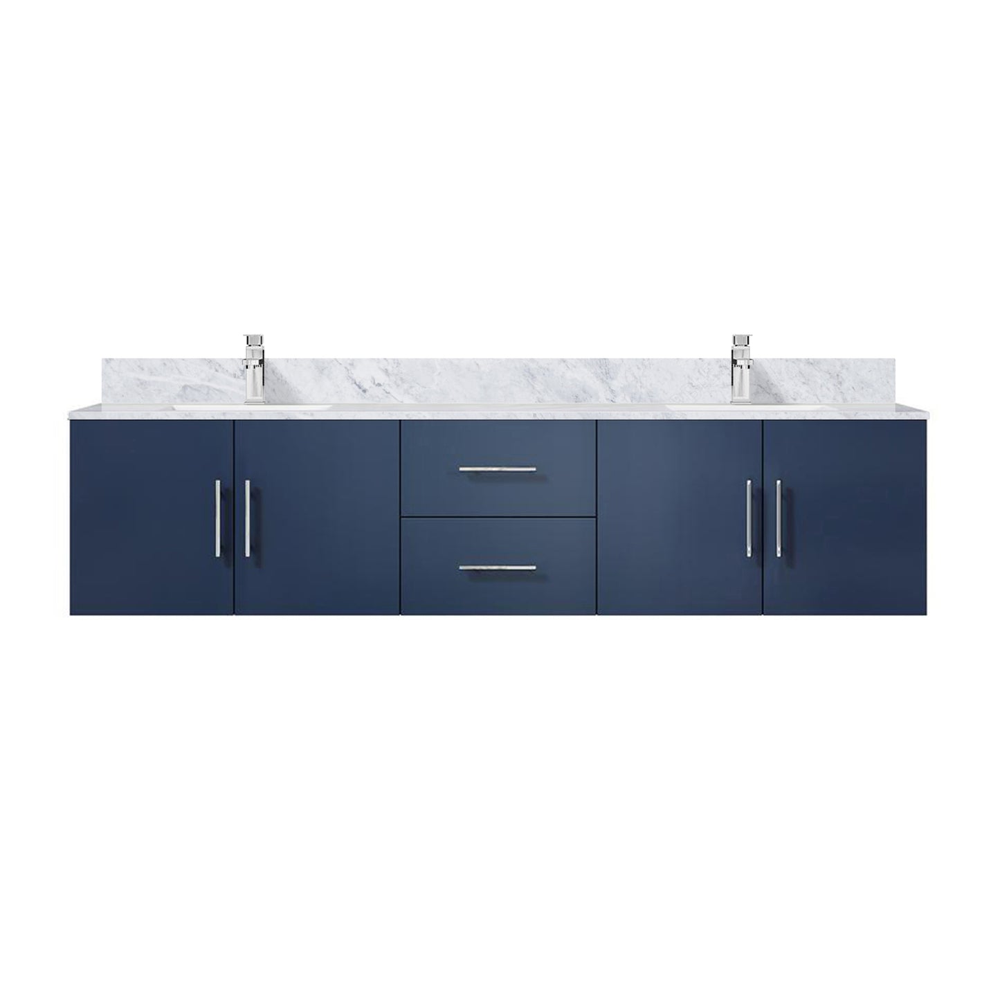 Navy Blue Double Bathroom Vanity with Marble Top