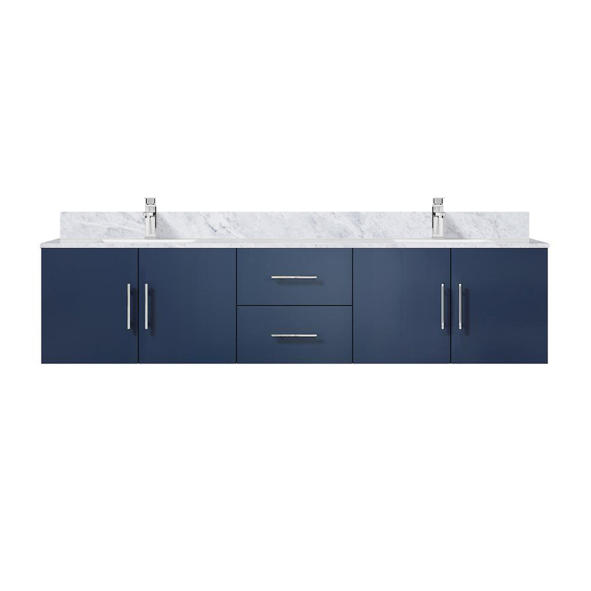 Navy Blue Double Bathroom Vanity with Marble Top