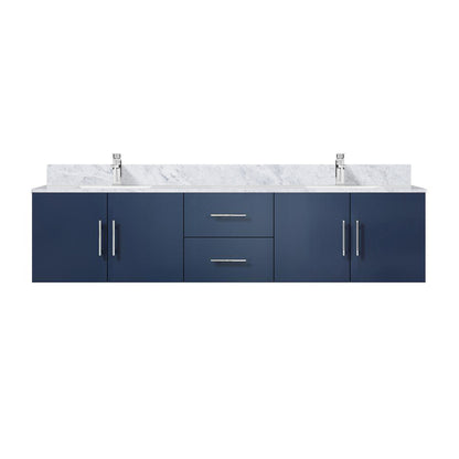 Navy Blue Double Bathroom Vanity with Marble Top