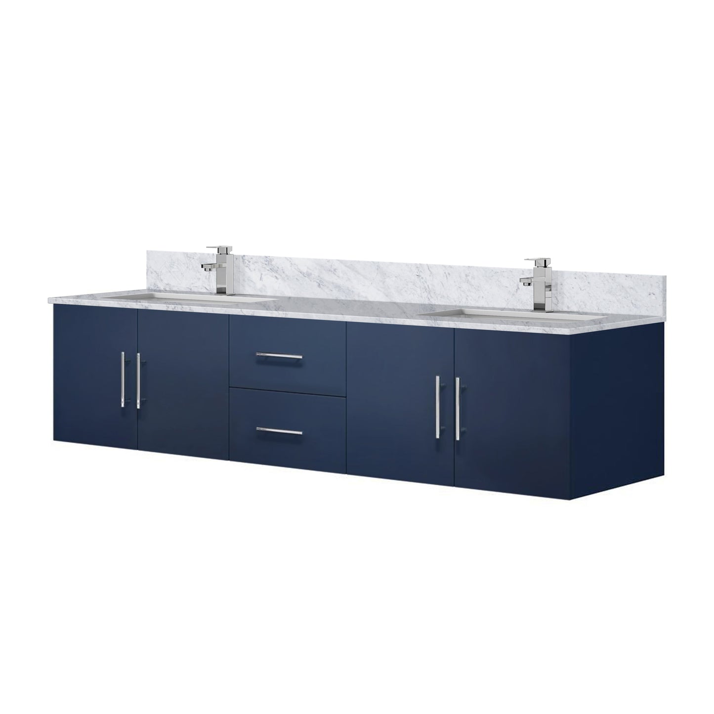 Navy Blue Double Bathroom Vanity with Marble Top