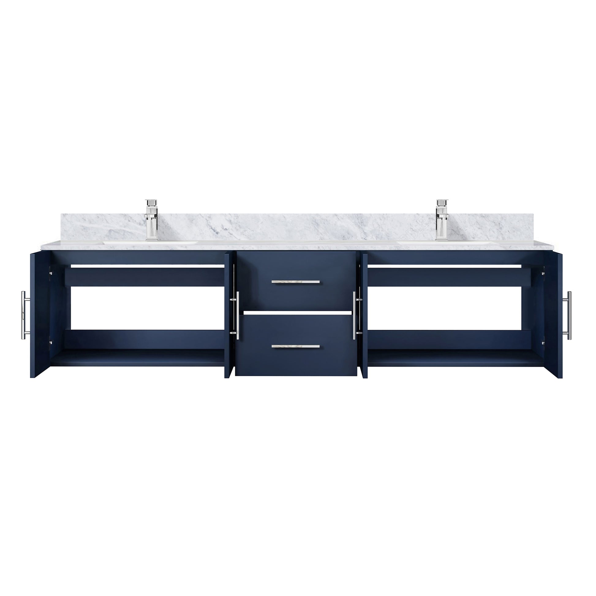 Navy Blue Double Bathroom Vanity with Marble Top