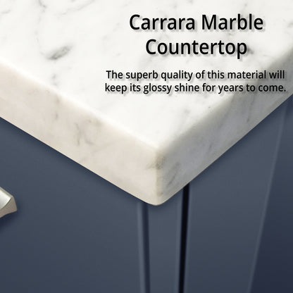 Navy Blue Double Bathroom Vanity with Marble Top