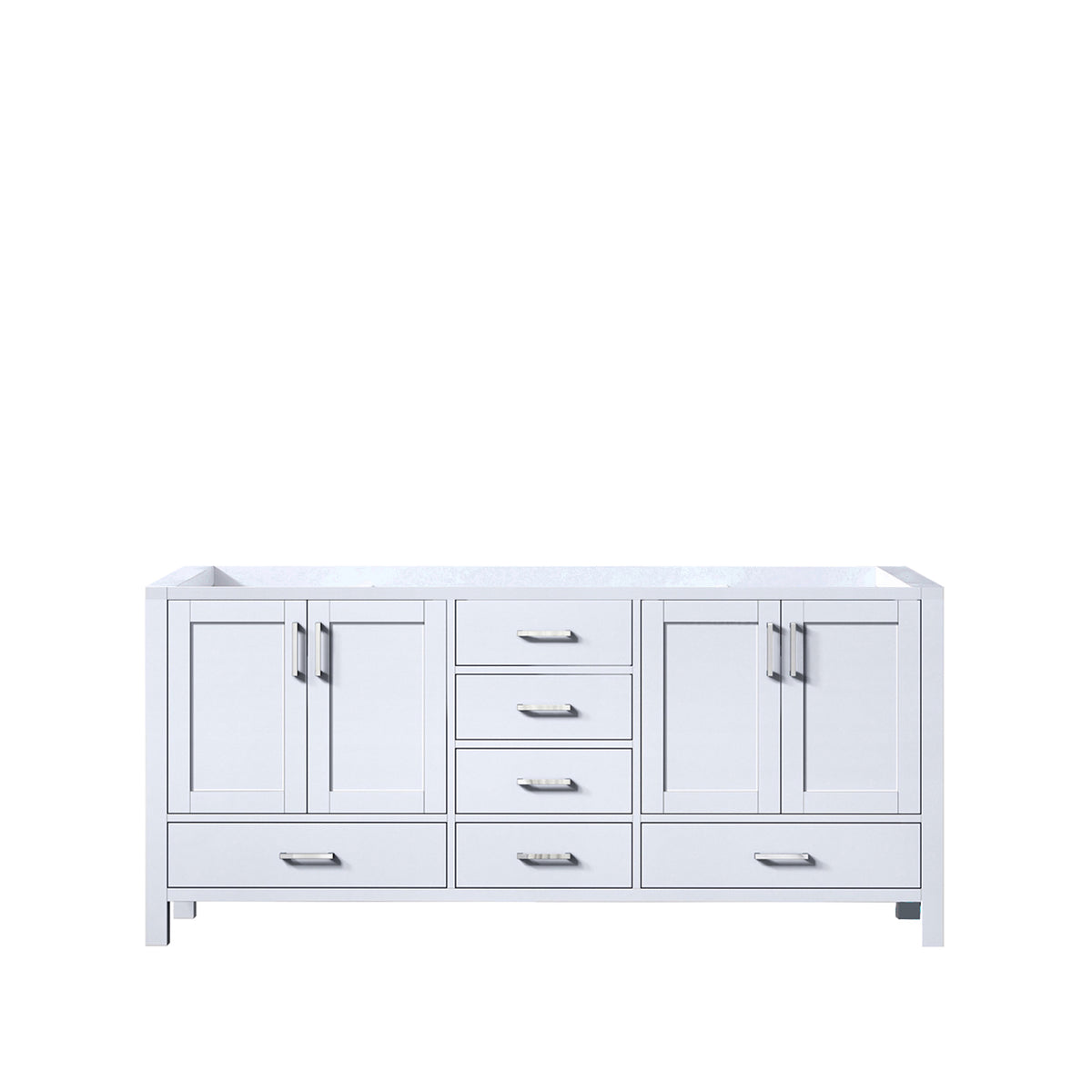 White Double Bath Vanity with Storage - 72 Inch Width