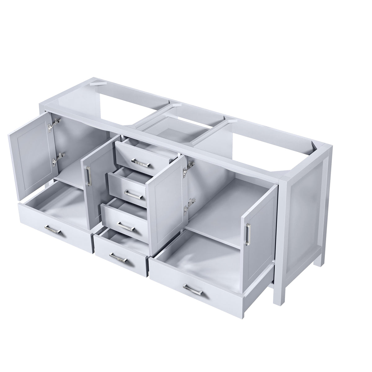 White Double Bath Vanity with Storage - 72 Inch Width